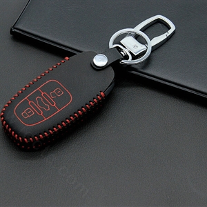 Cheap Genuine Leather Key Ring Auto Key Bags Smart for Audi A4 - Red